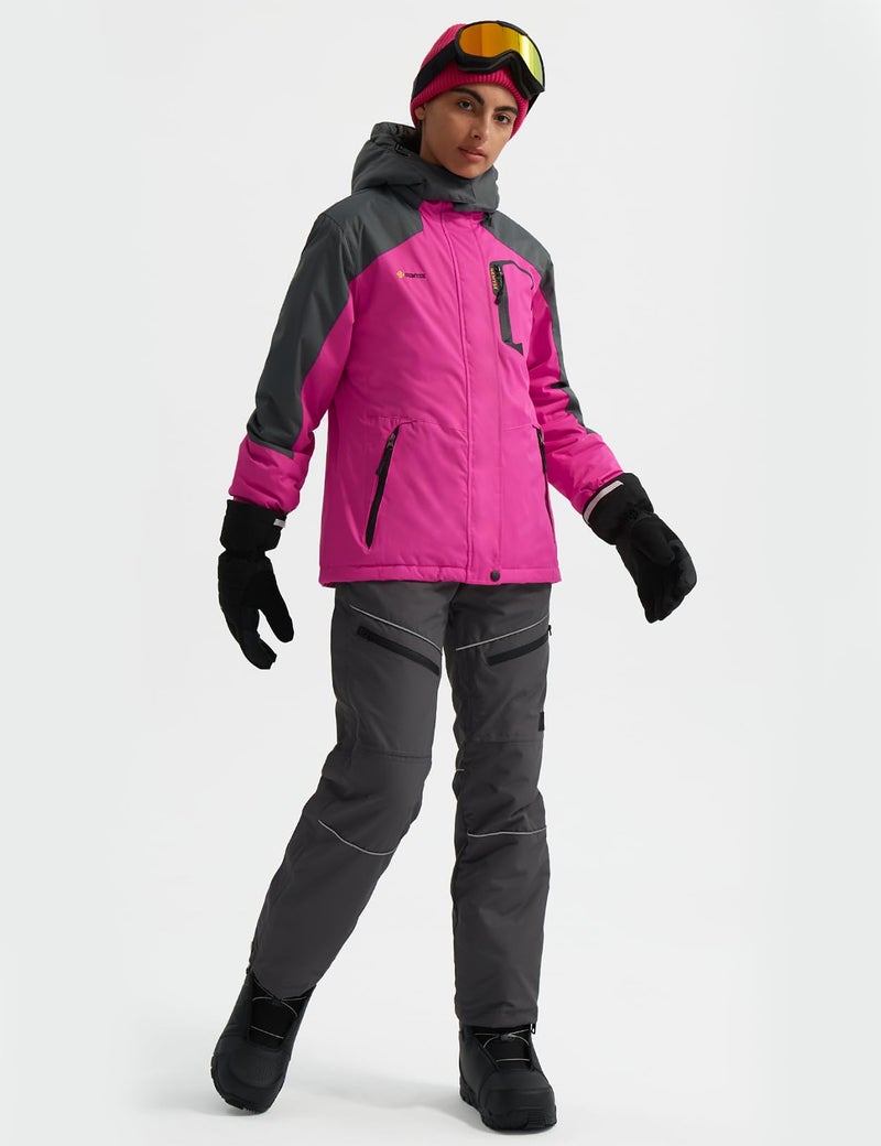 GEMYSE Women's Ski Snow Jacket Warm Winter Waterproof Coat Snowboard Rain Jacket Hooded Windproof Windbreakerï¼ˆRose Red,Mediumï¼‰ - Image 5